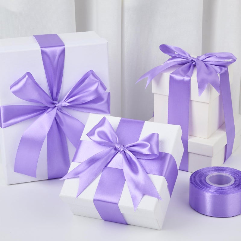 Mauproy 1-1/2 Inch Wide Lavender Purple Satin Ribbon, 50 Yards Solid Polyester Fabric Ribbon for Roses Making, Gift Wrapping, Valentine's Day, Wedding Decorations, Crafts, Bows - Image 4