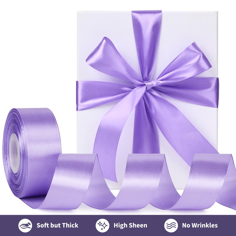 Mauproy 1-1/2 Inch Wide Lavender Purple Satin Ribbon, 50 Yards Solid Polyester Fabric Ribbon for Roses Making, Gift Wrapping, Valentine's Day, Wedding Decorations, Crafts, Bows - Image 3