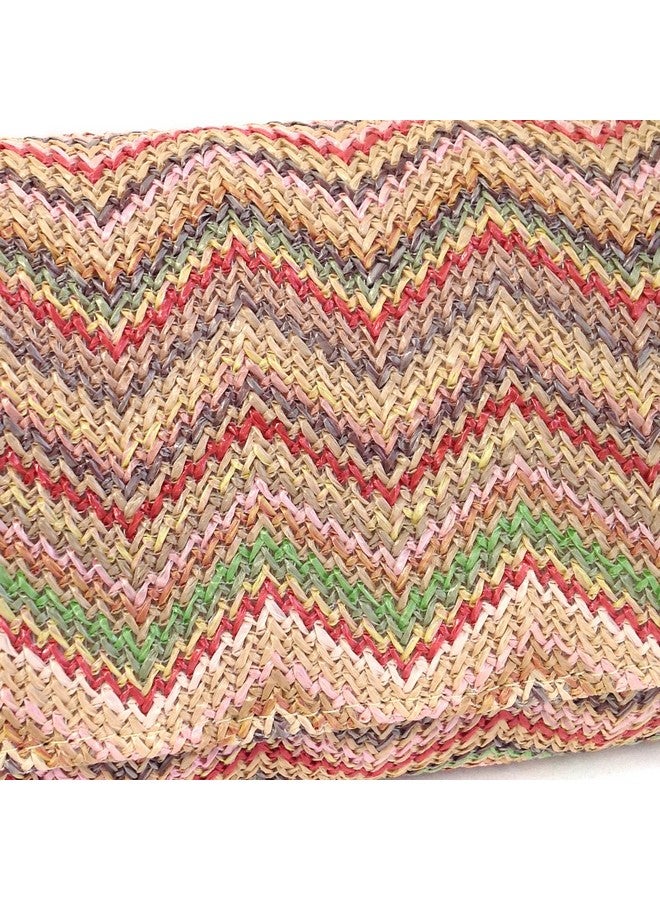JNB Multi Color Chevron Straw Clutch Multicolor Medium - Image 4