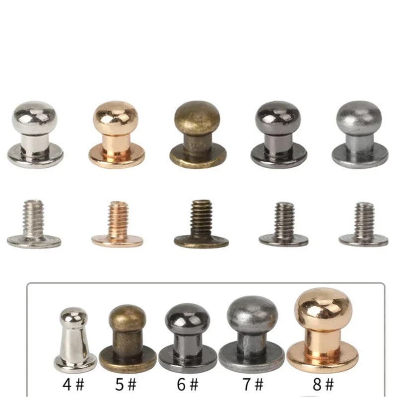 100 Sets Gloden Round Head 4mm Leather Rivets Metal Studs For Crafts Bag Cloth Button - Image 4