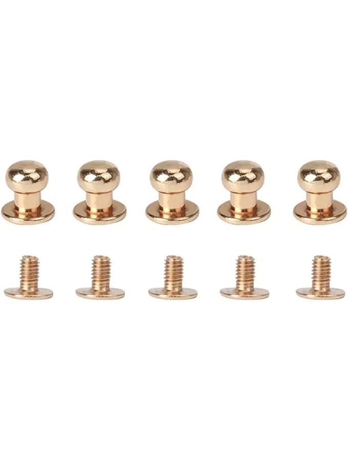 100 Sets Gloden Round Head 4mm Leather Rivets Metal Studs For Crafts Bag Cloth Button - Image 1