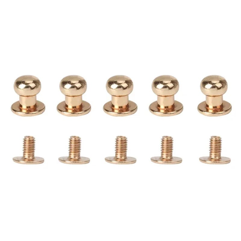 100 Sets Gloden Round Head 4mm Leather Rivets Metal Studs For Crafts Bag Cloth Button - Image 2