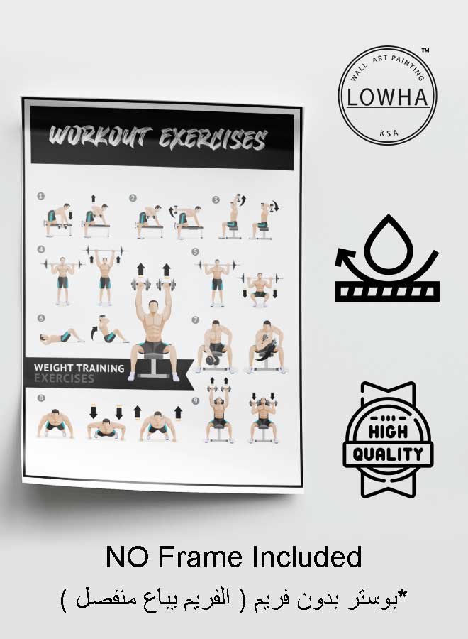 LOWHA Poster Painting Art With Four Separate Pieces Of Double-Sided Stickers Workout Exercises For Home Bedroom Living Room And Office Decor - Image 3