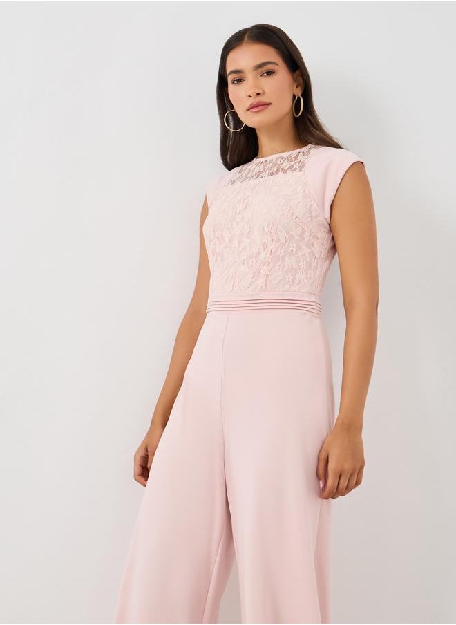 Styli Styli Lace Detail Sleeveless Wide Leg Jumspuit  - Image 2