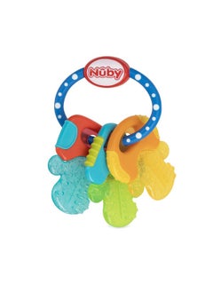 Nuby Nuby Ice Gel Teether Keys, 1 Pack Multicolor Keys on Blue Ring  - Image 2