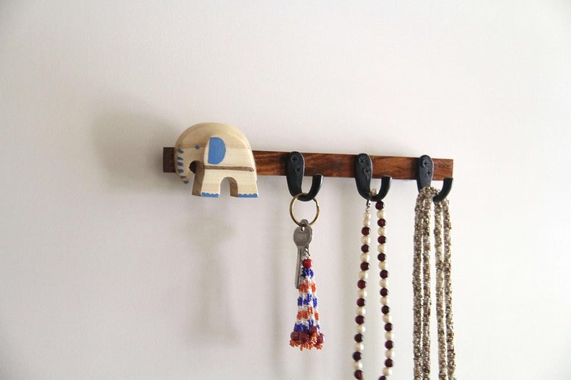 IVEI IVEI Key Holder for Wall Stylish Wooden Hook Holder for Clothes Bags KeyCloth Organizer Wall Hooks Wall Mounted Unique Key Holder for Home DecorOffice Dcor with Handcrafted Elephant  - Image 2