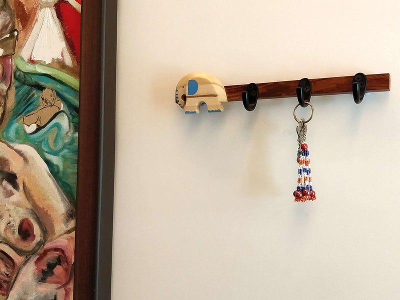 IVEI IVEI Key Holder for Wall Stylish Wooden Hook Holder for Clothes Bags KeyCloth Organizer Wall Hooks Wall Mounted Unique Key Holder for Home DecorOffice Dcor with Handcrafted Elephant  - Image 5