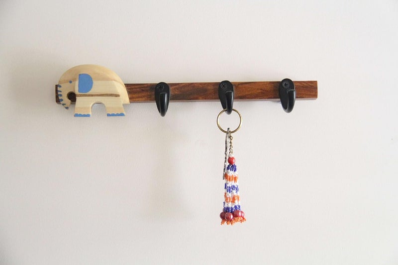 IVEI IVEI Key Holder for Wall Stylish Wooden Hook Holder for Clothes Bags KeyCloth Organizer Wall Hooks Wall Mounted Unique Key Holder for Home DecorOffice Dcor with Handcrafted Elephant  - Image 4