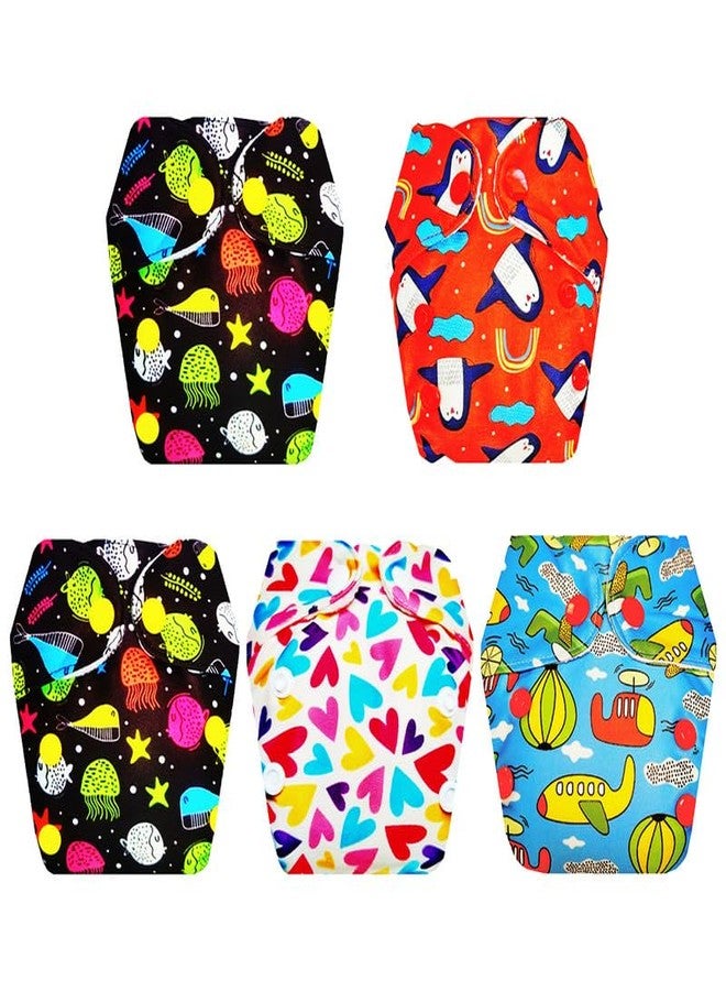 Dumbledo Premium Newborn Cloth Diaper with Integrated Insert (Pack of 5) | Snug Fit | Reusable & Washable | Adjustable Snaps | Ideal for Toddlers | 0 - 4 Months | Unisex Baby - Image 1