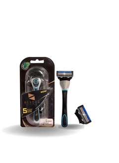 BLADEZ Shaving Razor 5 Blade Quick & Easy Hair Removal With Aloe+Vitamin, Flexible & Rounded Head, Non-Slip Handle