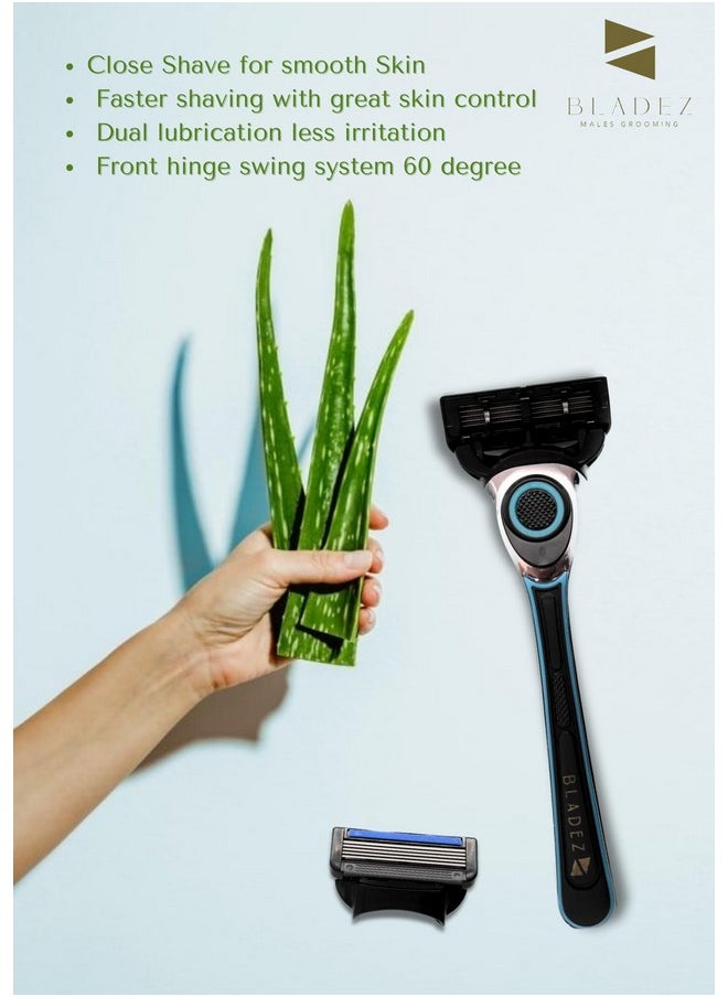 Bladez - BLADEZ Shaving Razor 5 Blade Quick & Easy Hair Removal With Aloe+Vitamin, Flexible & Rounded Head, Non-Slip Handle - Image 1