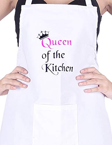 Switchon cotton Polyester mix Printed Free Size Cooking Kitchen waterproof Apron for women -White 23x30 inch (57x77cm) - Image 3
