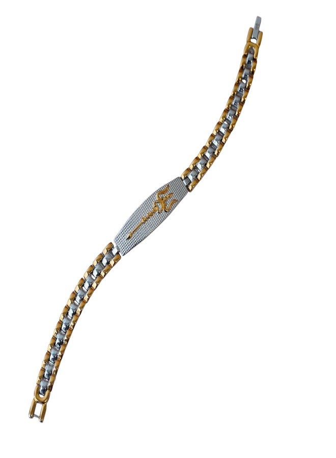 Japam 24K Gold Plated Duotone Trishool Grid Bracelet – 9 Inches Length - Image 1