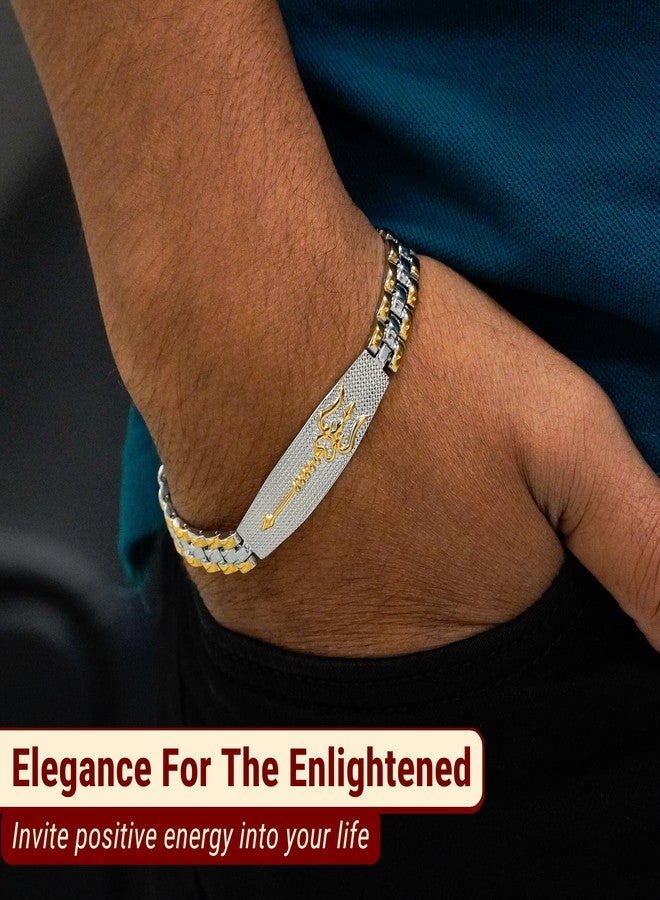 Japam 24K Gold Plated Duotone Trishool Grid Bracelet – 9 Inches Length - Image 5