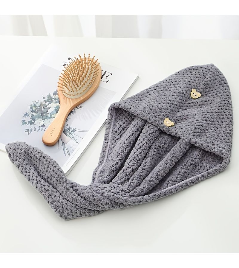 1pc Khaki Microfiber Hair Drying Cap Absorbent Quick Dry Shower Towel for Curly Hair Anti Frizz Bathroom Use - Image 5