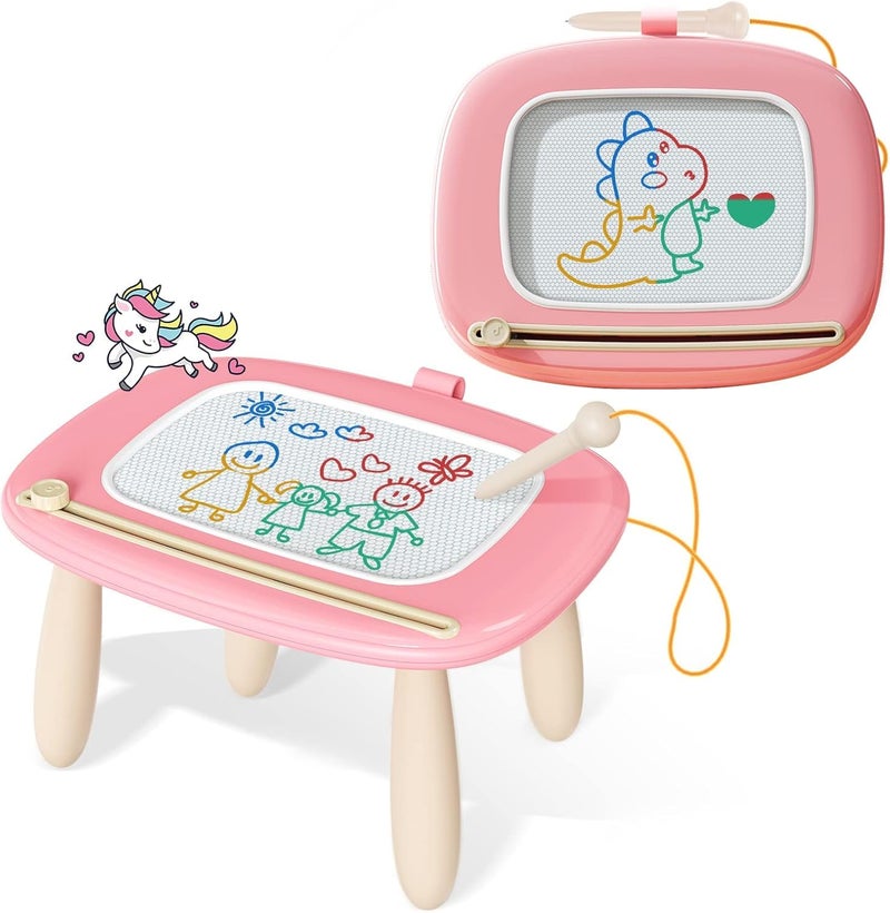 Kikidex Magnetic Drawing Board, Toddler Girl Toys for 1-2 Year Old, Doodle Board Pad Learning and Educational Toys for 1 2 3 Year Old Baby Kids Birthday Gift(Soft Pink) - Image 1