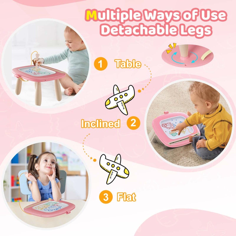 Kikidex Magnetic Drawing Board, Toddler Girl Toys for 1-2 Year Old, Doodle Board Pad Learning and Educational Toys for 1 2 3 Year Old Baby Kids Birthday Gift(Soft Pink) - Image 5