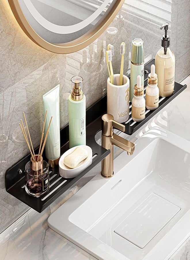 HOMANLY Acrylic Floating Bathroom Shelf, 5mm Thick Wall Mount Organizer with Drain Holes,(Black) - Image 1