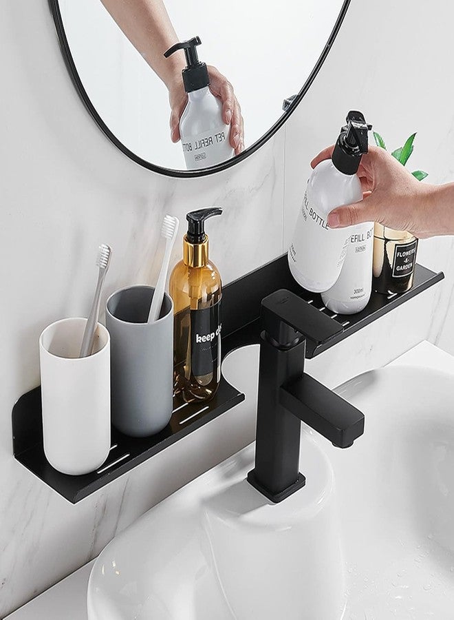 HOMANLY Acrylic Floating Bathroom Shelf, 5mm Thick Wall Mount Organizer with Drain Holes,(Black) - Image 3