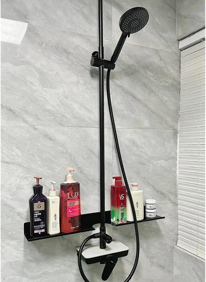 HOMANLY Acrylic Floating Bathroom Shelf, 5mm Thick Wall Mount Organizer with Drain Holes,(Black) - Image 4