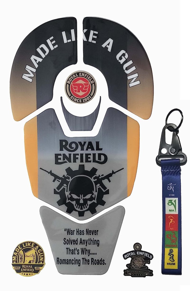 Graphixdesign GRAPHIX DESIGN Bullet Bike Tank Pad Protector Sticker 3D Emboss Tool +Keyring Cover Compatible with Classic 350, Standard, Electra Waterproof (C) - Image 1
