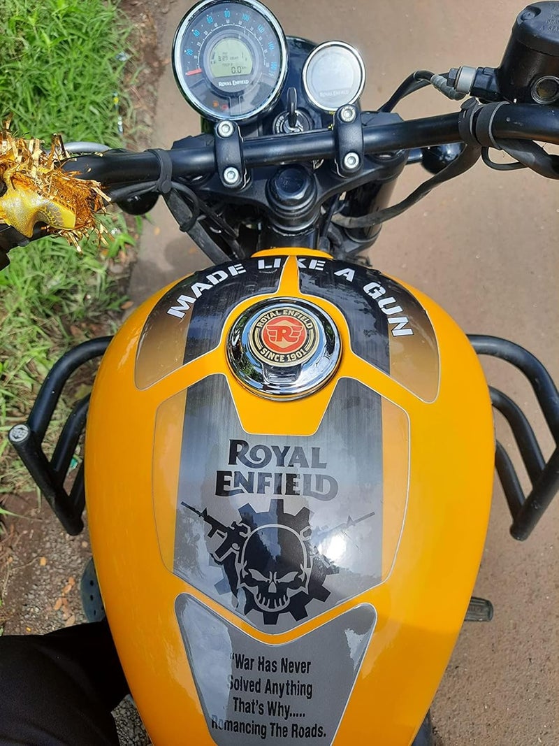 Graphixdesign GRAPHIX DESIGN Bullet Bike Tank Pad Protector Sticker 3D Emboss Tool +Keyring Cover Compatible with Classic 350, Standard, Electra Waterproof (C) - Image 3