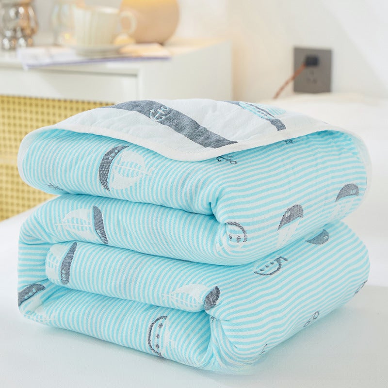 100% Cotton Lightweight Summer Baby Blanket (Sailboat) 