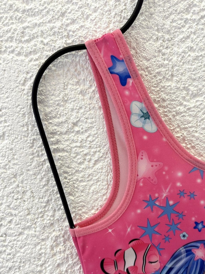 Rs Ramuni Girls Mermaid Printed Pink Swimsuit  - Image 2