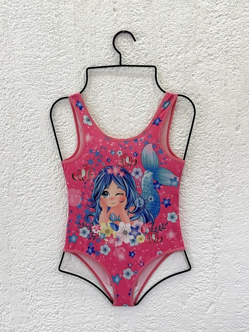 Rs Ramuni Girls Mermaid Printed Pink Swimsuit  - Image 1