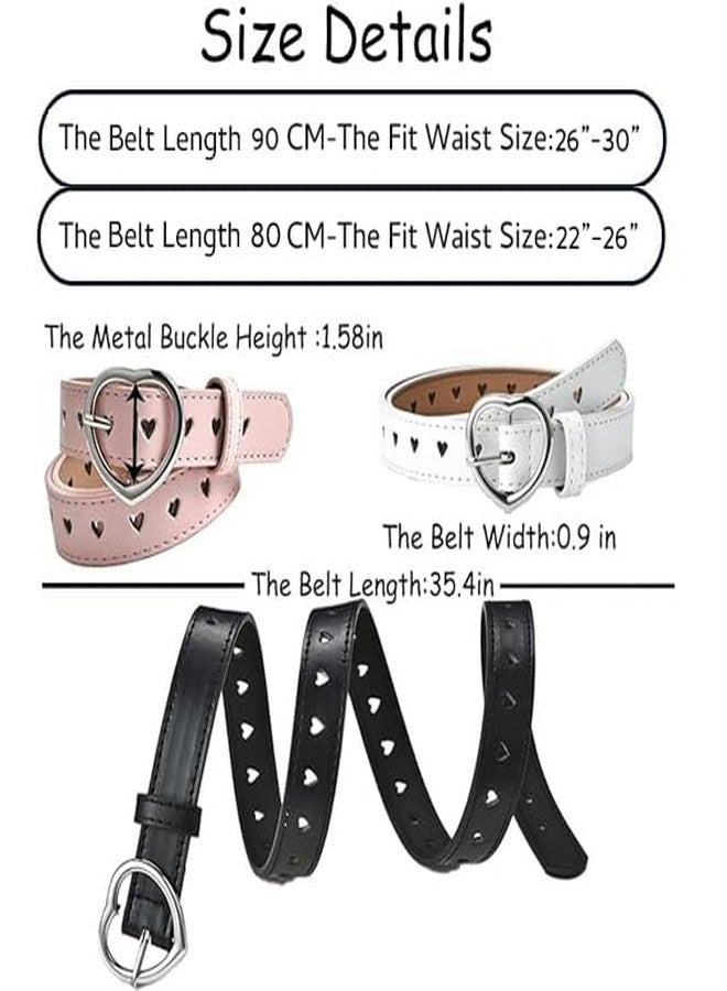 Meckerni 5 Pieces Girls Belt Cute Heart Shape With Metal Buckle Elastic Stretch Adjustable Waist Belt for Girls Jeans Dress - Image 3