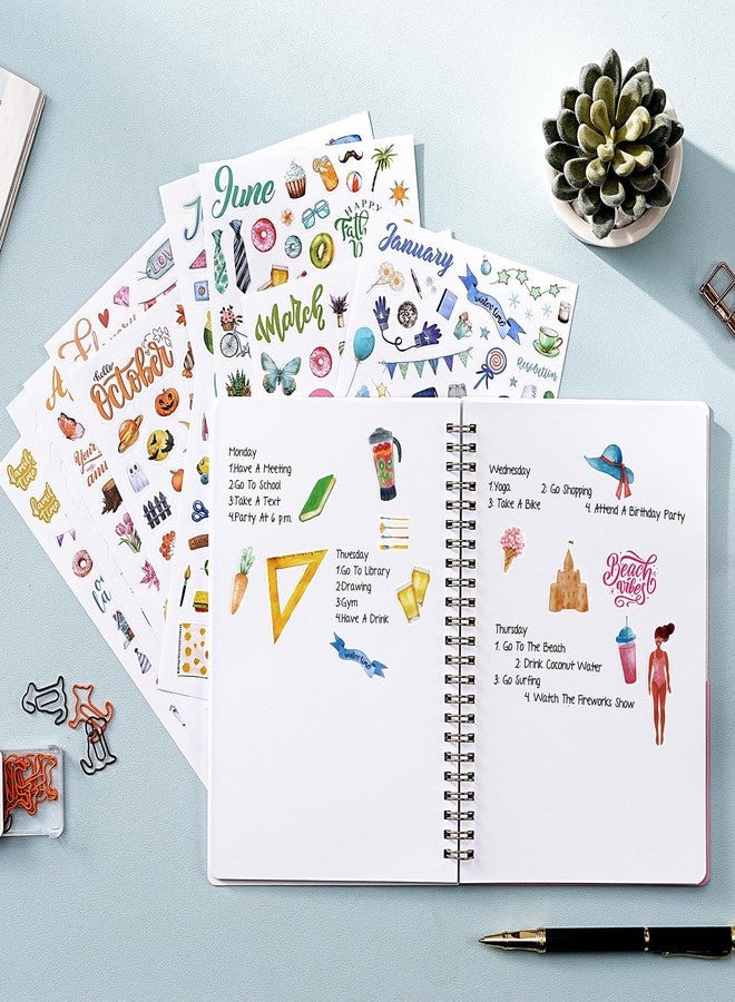 Shoparr Planner Stickers - 12 Monthly, 1600+ Multicolor Seasonal & Holiday Themed Stickers (14 Sheets, Paper Material, Rectangular Shape, Indoor Use, Planner Accessories) - Image 2