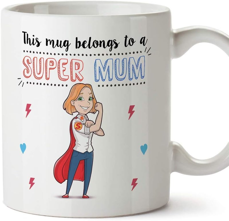 MUGFFINS Mum Mug - Super Mum - Coffee Mummy Mug for Breakfast Mothering Sunday/Birthday Presents for Mum/Ceramic 11 oz - Image 1