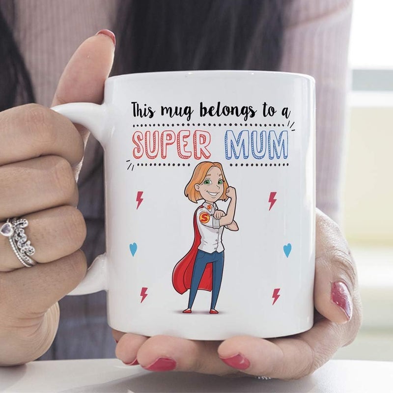 MUGFFINS Mum Mug - Super Mum - Coffee Mummy Mug for Breakfast Mothering Sunday/Birthday Presents for Mum/Ceramic 11 oz - Image 2