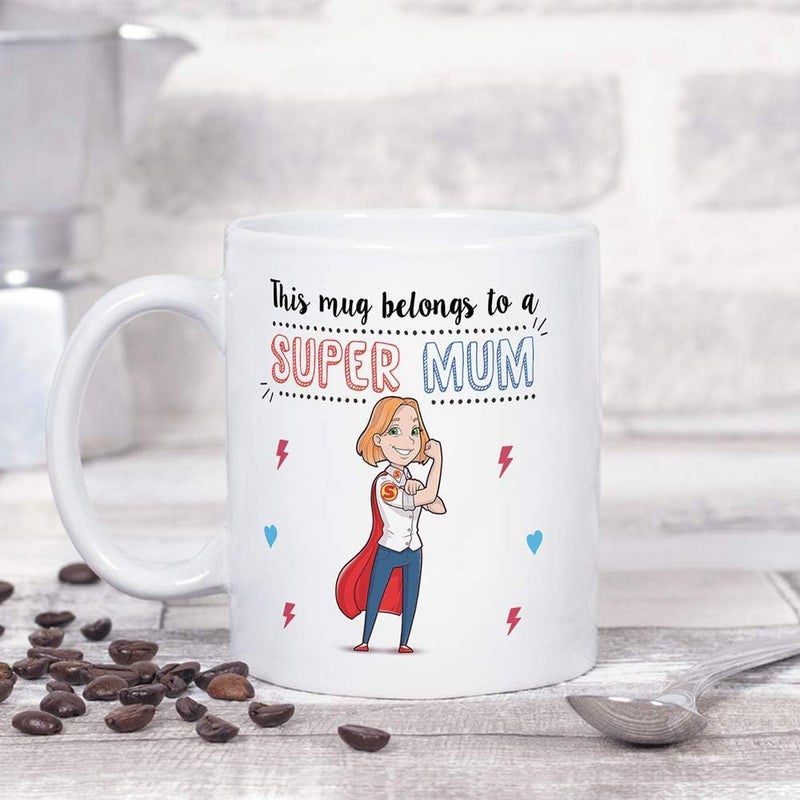 MUGFFINS Mum Mug - Super Mum - Coffee Mummy Mug for Breakfast Mothering Sunday/Birthday Presents for Mum/Ceramic 11 oz - Image 4