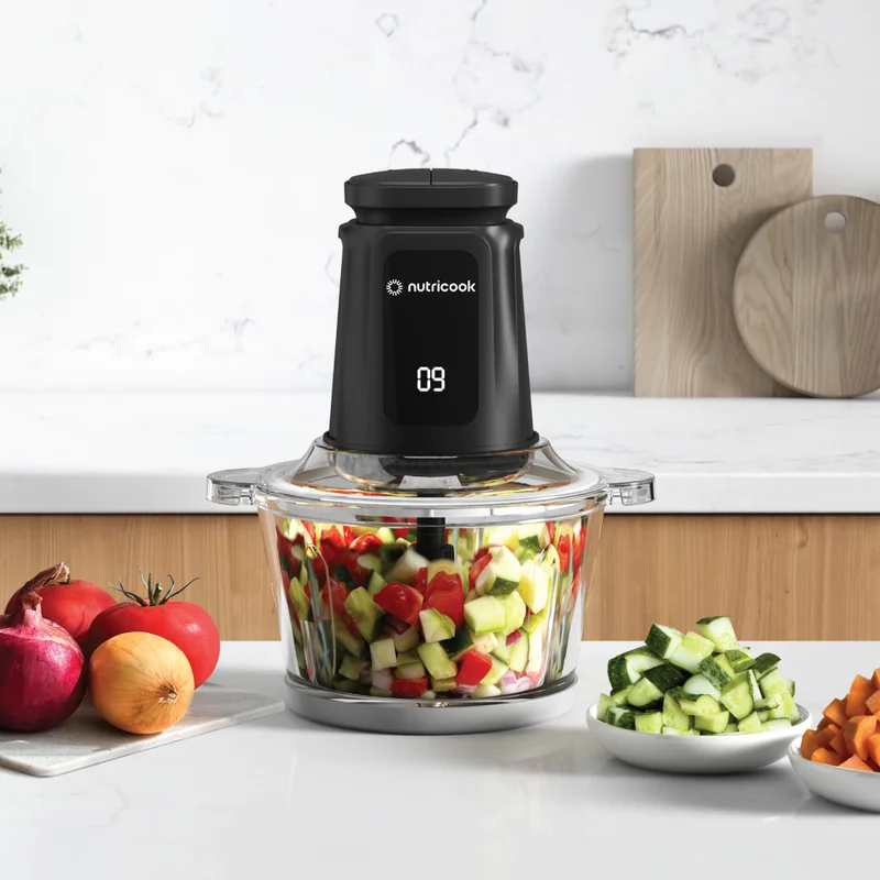نيوتري كوك مفرمة طعام Nutricook Choppi XXL 2 لتر زجاج وستانلس ستيل 500 واط 2 L 500 W NC-CH2000 Black