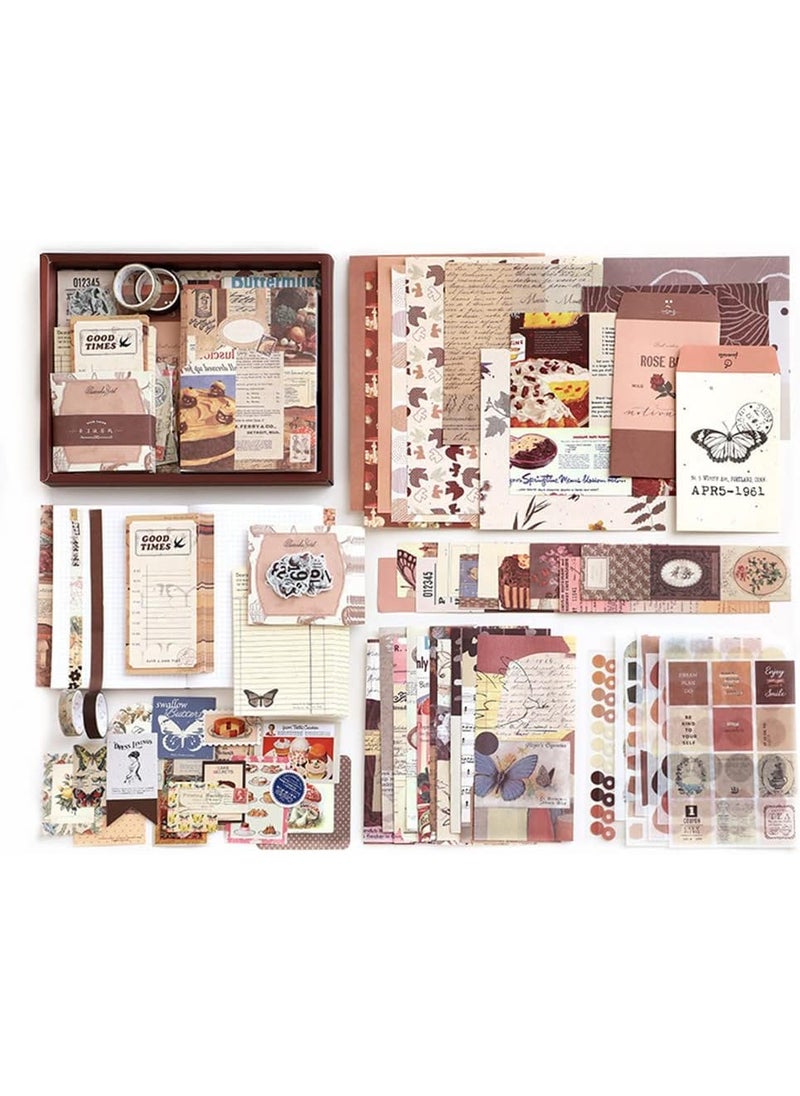 EASTHILL - EASTHILL 348 PCS Aesthetic Scrapbook Kit,Scrapbooking Supplies Kit, Junk Journal Supplies Kit with A6 Grid Notebook,Bullet Junk Journals Kit，DIY Gift Journaling Kit for Teen Girl Women (Brown) - Image 1
