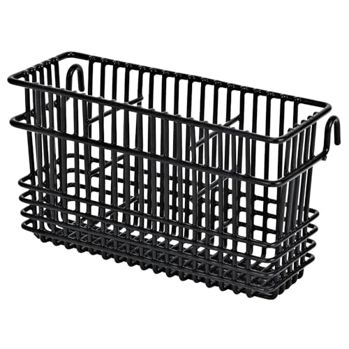 Better Houseware Utensil Drying Rack, Silverware Drying Basket with Hooks, 3-Compartment Steel Holder, Fits Most Dish Racks and Wall Grids, 2 x 8 x 4 Inch, Black - Image 5