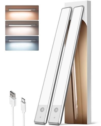 EZVALO 165in Under Cabinet Lighting 4000mAh Rechargeable Motion Sensor Light LED Magnetic Closet Lights with Dimmable 3 Color Temps Wireless Motion Activated Lights for Kitchen Stairs Pantry