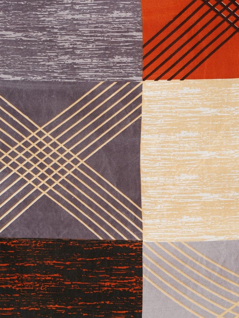 Fashion String 144TC Microfibre Modern Cross Line Patch Rust Orange Double Bedsheet with 2 Pillow Covers - Image 4
