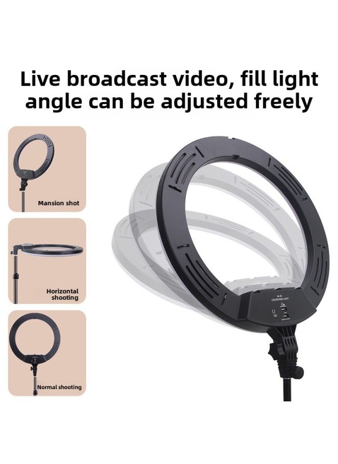 18-inch RGB Fill Light Mobile Phone Live Support Tripod TikTok Anchor Colorful LED Ring Lighting Light-Color:18-inch RGB Fill Light (single Light)