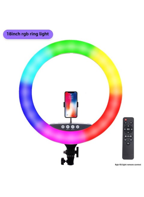 18-inch RGB Fill Light Mobile Phone Live Support Tripod TikTok Anchor Colorful LED Ring Lighting Light-Color:18-inch RGB Fill Light (single Light)