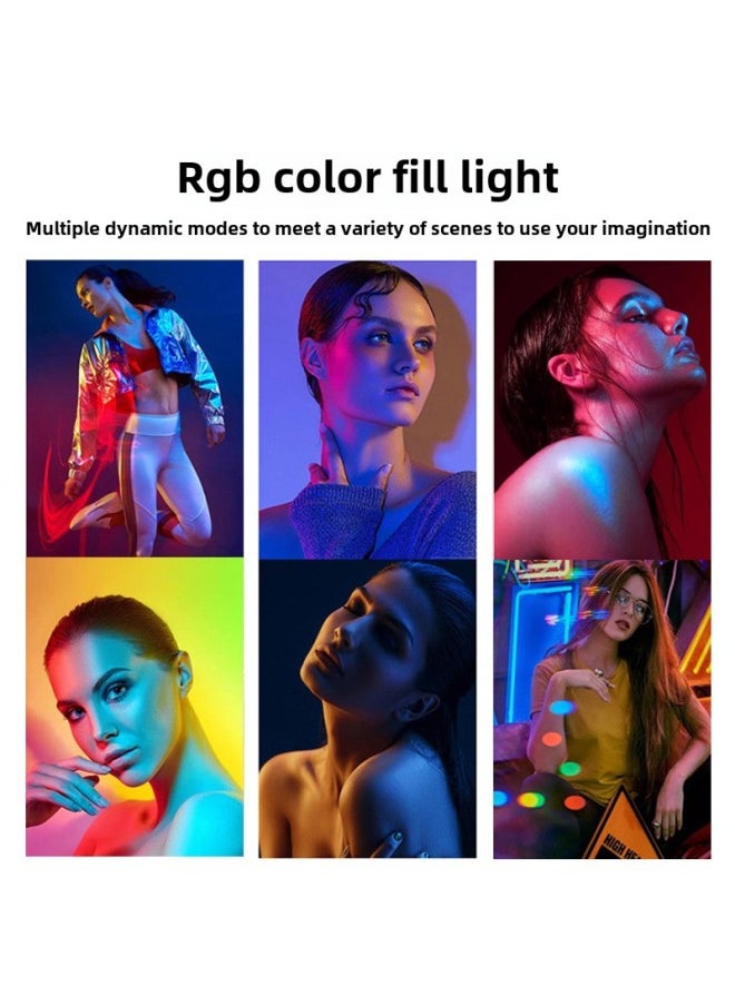 18-inch RGB Fill Light Mobile Phone Live Support Tripod TikTok Anchor Colorful LED Ring Lighting Light-Color:18-inch RGB Fill Light (single Light)