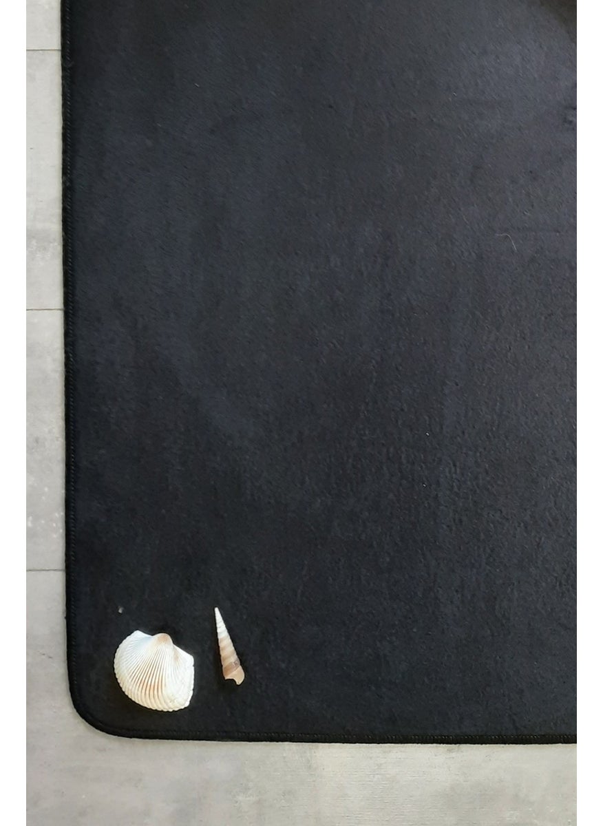 Bonny Home Ultrasoft Plain Black 2-Piece Bathroom Rug Mat Set Non-Slip Base Machine Washable Toilet Seat Set  - Image 4