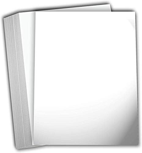 Hamilco White Glossy Cardstock Paper 8 1/2 x 11" 80 lb Cover Card Stock 50 Pack - Image 1