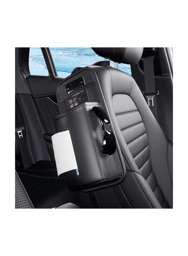 Arabest Car Tissue Holder, Seat Side Hanging Bag Rectangle Tissue Box Cover with Mesh Net Pockets, Leather Front Seat Side Tissue Dispenser for 100 Count Napkin, Phone, Coins - Image 1