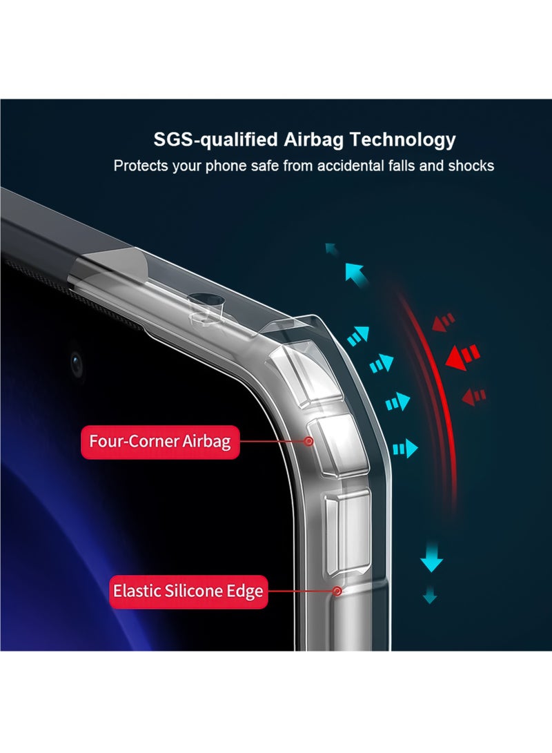 غطاء لهاتف Samsung Galaxy A15 5G / 4G، غطاء خلفي لحماية عدسة الكاميرا، غلاف ممتص الصدمات للوسائد الهوائية المقاومة للصدمات من مادة TPU، حافظة الهاتف المحمول، مقاس نحيف أسود شفاف مضاد للاصفرار من مادة - Image 2
