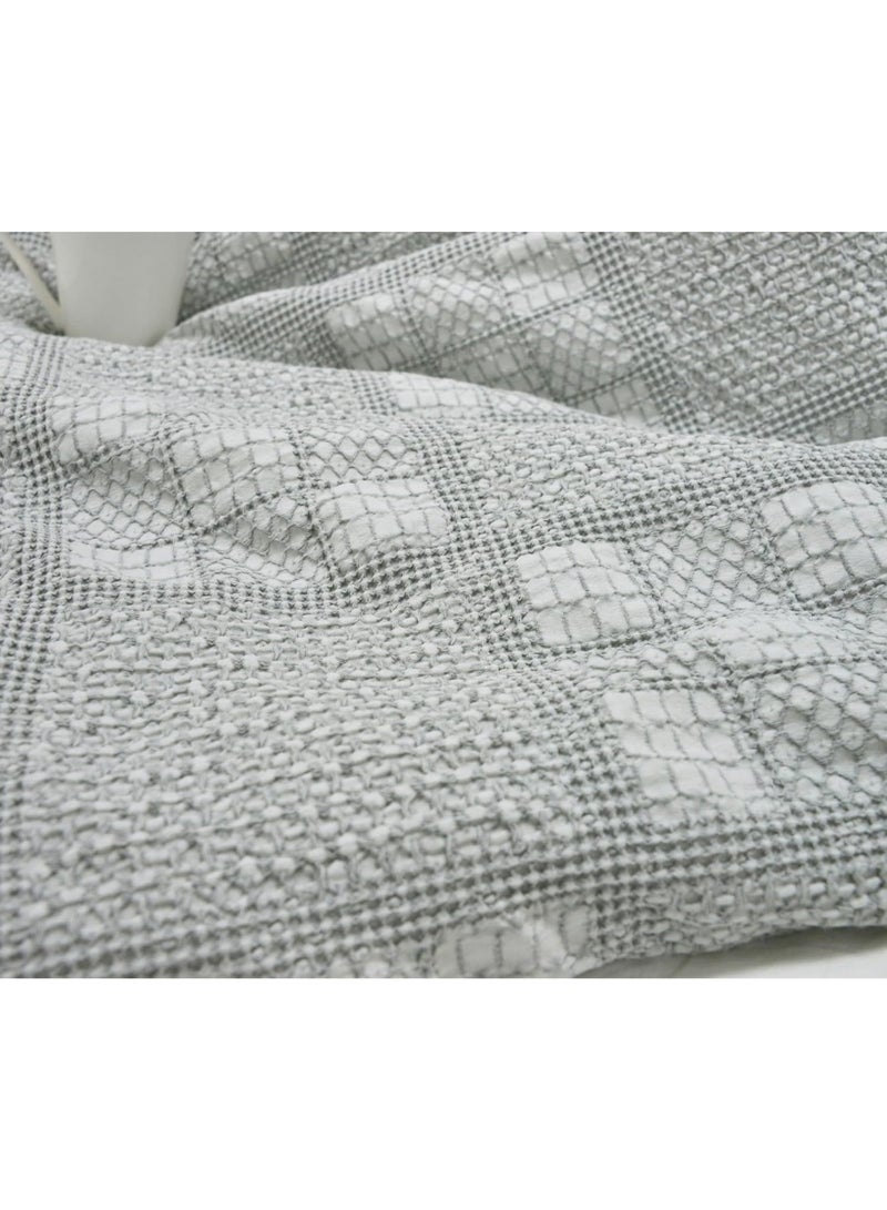 السرعوف الذهبية طقم غطاء لحاف من قماش الجاكار القطني بنسبة 100% من GOLD MANTIS مقاس كامل/كوين 200 × 200 سم - سرير Weatherby Waffer Boho الأنيق مع تطريز شبكي و2 غطاء وسادة، طقم غطاء لحاف من القطن الناعم المغسول - Image 4