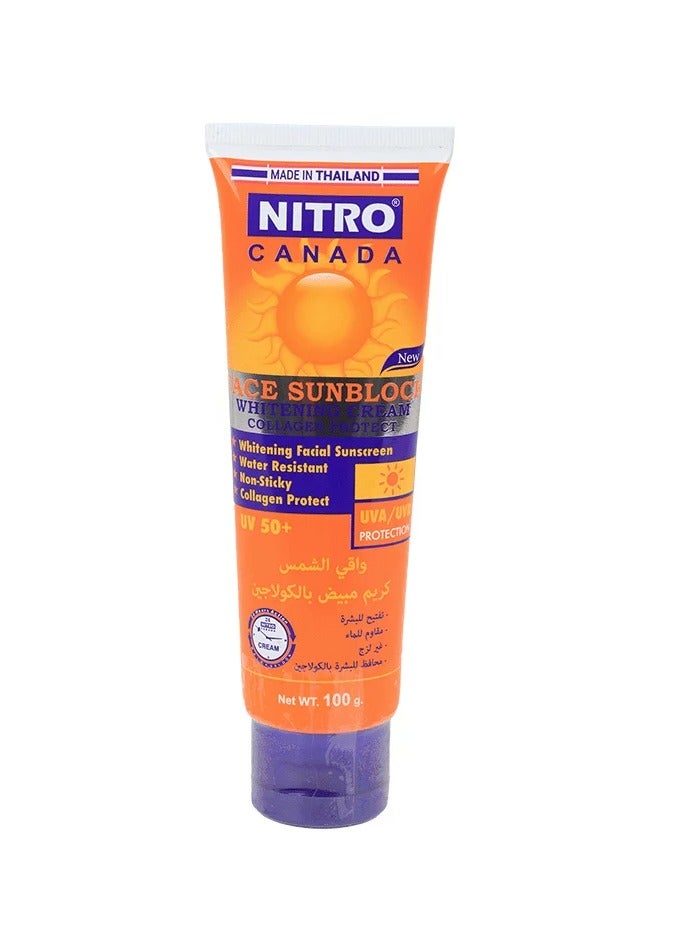 Face Sunblock Whitening Non-Sticky Cream Collagen Protect UV 50 plus 100ml