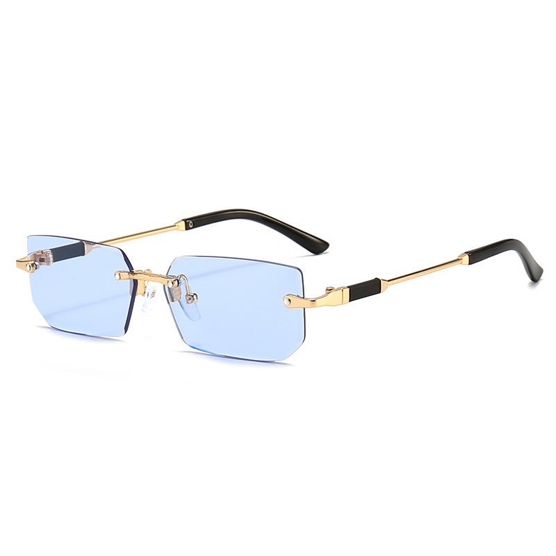 Trendy Rimless Sunglasses Cut-edge Jelly Shades for Women C8 transparent blue