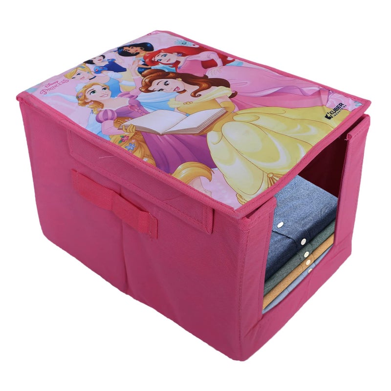 Kuber Industries Disney Princess Shirt StackerWardrobe Organizer For ClothesNonWoven Wardrobe Organizer for Home With LidPack of 3 Pink - Image 5